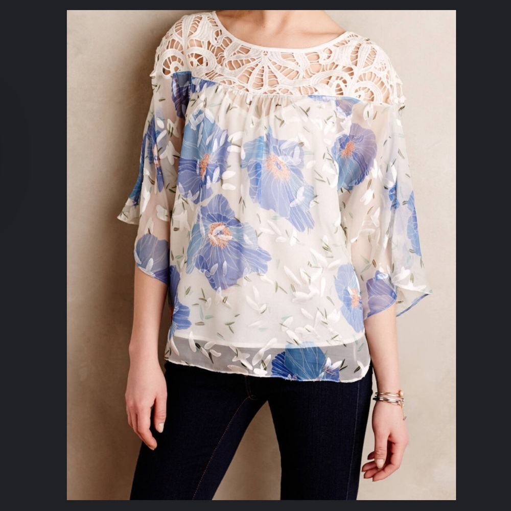 Anthropologie vanessa Virginia florafall peasant top size 6​